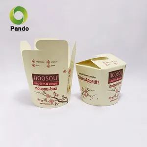 Scatola di Noodle usa e getta con Logo personalizzato scatola di imballaggio da asporto scatola di Noodle da asporto con manico