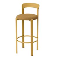 Tabouret de bar Rey minimaliste nordique avec coussin, chaise haute de bar en métal avec dossier pour comptoir de cuisine