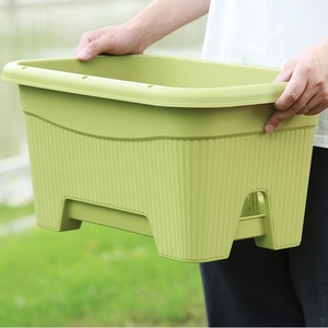 Jardinière rectangulaire en résine pour jardin, balcon, maison, extérieur, pot à légumes et fleurs avec trou de drainage, modulaire, sur pied - Product Image 4