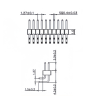 Connecteurs Électroniques : Connecteurs Mâles Droits Double Rangée 2xNP Pas de 1,27 mm, Plaqués Or, Type DIP, Pièces Électroniques