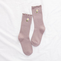Chaussettes pour femmes avec logo personnalisé, chaussettes à volants, motifs floraux, chaussettes respirantes pour femmes pour tous les jours