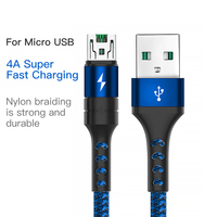 Câble de charge OEM 4A de haute qualité pour téléphone Android, nylon, 1m 2m, câble micro pour OPPO Vivo, câble Android, approuvé CE Rosh