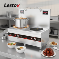 Cuisinière à induction industrielle double foyer 2*12KW en acier inoxydable avec arrêt automatique de sécurité pour cantine, hôtel, restaurant, porridge