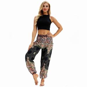 Wholesale Plus Size Chiffon Digital Printing Bohemian Yoga Harem Pants Women with Elastic Waist Mid - Product Image 4