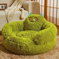 Populaire personnalisé Super doux en peluche Style dessin animé rond chien canapés-lits coussin de couchage chenil chat de compagnie lit