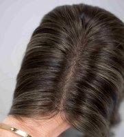 Offre en gros : Toppers en dentelle HD 6x7, 7x7, 8x8 en cheveux humains vierges européens brun foncé balayage, avec doublure en soie diamantée, pour usage quotidien féminin