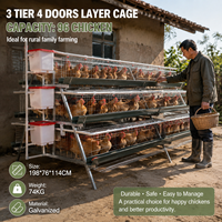 Cage à poules pondeuses à 3 ou 4 niveaux, galvanisée