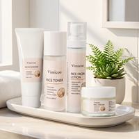Ensemble de soins de la peau à l'essence de riz en marque privée, hydratant, éclaircissant, anti-rides, cosmétiques végétaliens, produits de beauté, kit de soins du visage