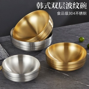 304 Stainless Steel Double Wall Bowl Set Gold And Silver Microwave Safe For Noodle Soup And Cold Noodles - Product Image 5