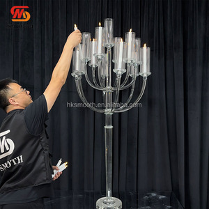 SMOOTH Luxury Wedding <b>Table</b> Decorative High <b>Tall</b> Crystal Candelabra Glass Candle holders - Product Image 4