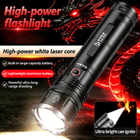 Lampe torche laser blanche super lumineuse zoomable avec chargement USB, longue portée pour camping et aventures en extérieur, portée du faisceau 200-500m