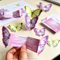Cartes de visite personnalisées en forme de papillon pour boulangerie, fleuriste, boutique de cadeaux, pliables, découpées, impression de logo, personnalisez votre design, carton mat
