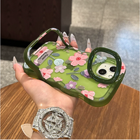 Fleur Romantique Invisible Double Titulaire Vague Bord TPU Housse de Téléphone Portable pour Iphone X Xr Xs 11 12 13 14 15 16 17 Pro Max