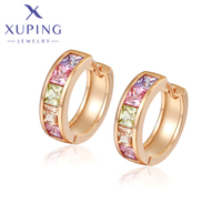X000745149 Joyería Xuping al por Mayor Joyería de Moda para Mujer Regalo Elegante de Lujo para Uso Diario Oferta Especial Aretes de Aro de 18K con Piedra Multicolor