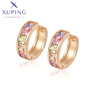 X000745149 xuping joyería al por mayor mujer joyería de moda elegante diario regalo de lujo gran oferta piedra multicolor 18K pendiente de aro