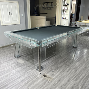 Nhà Máy Bán Hàng Trực Tiếp Đa Chức Năng Rõ Ràng Tempered Billiard Bảng Kính Thiết Kế Sang Trọng Bằng Gỗ Chân Bàn Hồ Bơi Với Ăn Uống Hàng Đầu - Product Image 4