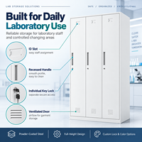 Casier de personnel de laboratoire sur mesure en acier thermolaqué, armoire vestiaire avec portes ventilées et serrures à clé individuelles