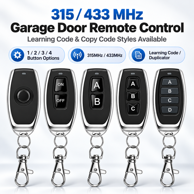 Hot Sale Universal Cloning ABS Plastic Remote Control 50m Range Learning Code 433/315MHz for Garage Door Electric Curtains