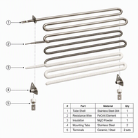 Élément chauffant pour barbecue 3KW 220V SS304, serpentin plat, pour machine à kebab commerciale sans fumée, directement de l'usine