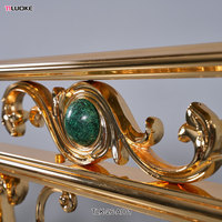 Nouvelles balustrades et rampes d'escalier haut de gamme en laiton européen et bois de rose, dorées, pour intérieur, balcon, terrasse, villa, hôtel, revêtement de sol