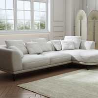 Canapé d'angle moderne pour salon, minimaliste, avec housse amovible lavable en tissu lin, en forme de L