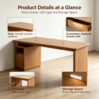 Bureau d'ordinateur ergonomique en bois sur mesure avec pieds à panneaux, table de bureau à domicile, table d'étude à bords arrondis