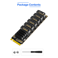 Kartu Adaptor M.2 NVMe Ke 6 Port SATA 3.0 untuk Laptop/PC Aluminium Alloy Heatsink Kecepatan Transfer 6Gbps Ekspansi HDD/SSD yang Dapat Ditumpuk