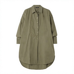 Custom Casual Clothes <b>Women</b> Linen Solid Color Drop Shoulder Long Sleeves <b>Button</b> <b>up</b> Loose Oversized <b>Shirt</b> - Product Image 3