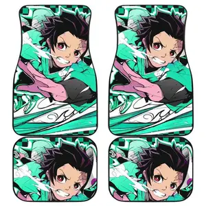 Custom Logo Anime Pattern 4 Pieces Car Mats Printed Universal Fit Car Front Rear All Weather Automotive Car Mat