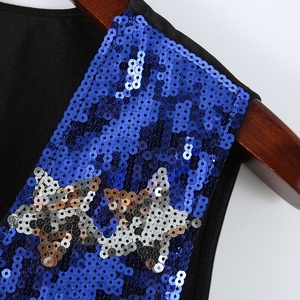 Gilet à paillettes pour <span class=keywords><strong>homme</strong></span> avec étoiles et rayures, gilet drapeau américain rouge, blanc et bleu, <span class=keywords><strong>tenue</strong></span> de défilé du 4 juillet pour <span class=keywords><strong>homme</strong></span>, costume de fête - Product Image 3