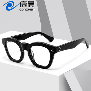 Monture de lunettes ronde en acétate Co1127 extra large unisexe avec micro-clous pour un usage tendance et sans ordonnance médicale - Product Image 4