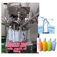 Machine de remplissage et de bouchage semi-automatique 3-en-1 pratique et compacte pour eau, jus et eau pure