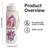 Nouvelle Bouteille d'Eau en Plastique PC Écologique de 800 ml avec Paille, Motif Animal de Dessin Animé, Mignonne Tasse Gobelet pour Enfants, Idéale pour la Rentrée Scolaire