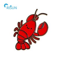 Épingles à revers en émail dur personnalisées de qualité fabricant, motif homard mignon avec paillettes, lot d'épingles à revers, badges, broches, épingles en émail dur personnalisées motif homard
