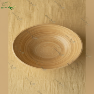 Cuenco poco profundo de bambú natural ligero de diseño clásico hecho en Vietnam para fiestas - Product Image 1