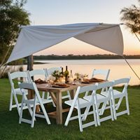 Chaise pliante d'extérieur en polypropylène noir et blanc, étanche, empilable, pour jardin, mariage, location, adulte, en résine plastique, du Canada