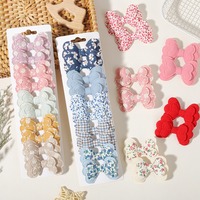 Lot de 10 pinces à cheveux tendance faites à la main pour enfants, avec nœuds en tissu imprimé coloré, accessoires capillaires pour filles, cadeau