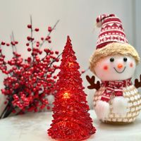 Ornement de Noël en verre avec lumières LED rouges, vertes et roses, décoration minimaliste pour la maison, pour une ambiance festive