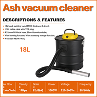 Aspirateur à cendres 18L 1000W, nettoyage des cendres, accessoires pour poêle à granulés de bois, cheminée