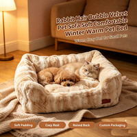 Nid pour chat en velours bouclé effet fourrure de lapin, lit pour animaux de compagnie doux et confortable, chaud pour l'hiver, amovible et lavable, canapé pour animaux respirant pour le sommeil
