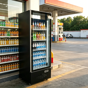 Refrigerador Vertical Negro con Puerta de Vidrio Individual, Enfriador Comercial de Bebidas con Luz LED para Supermercado/Tienda de Conveniencia - Product Image 4