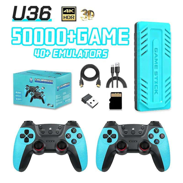 INNOASIA U36 Wireless 2.4GHz Plug Play Joystick 50000 Games Pre-installed 4K HD Output Retro TV Console 3D 40 Emulators PSP