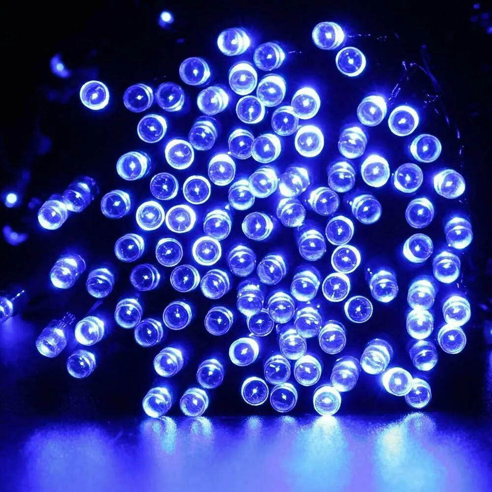 IP 44 8 modes controller chasing effect outdoor solar powered LED string twinkle lights blue for Christmas holiday decor