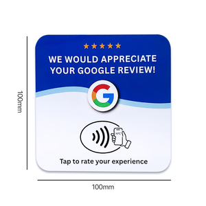 Carte PVC carrée NFC de 100 mm pour avis Google, avec bande adhésive au dos, vente en gros - Product Image 4