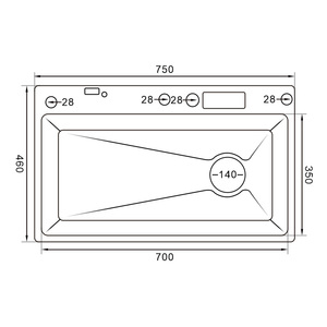 Lavello da Cucina Rettangolare OEM ODM in Acciaio Inox 304 Fatto a Mano, Stile Rustico, da Incasso, Superficie Spazzolata, con Cascata Intelligente - Product Image 3