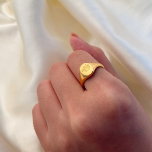 Anneau de chevalière tendance Instagram plaqué or 18 carats, en acier inoxydable imperméable, signe <span class=keywords><strong>du</strong></span> zodiaque, 12 signes astrologiques, pour femmes et hommes - Product Image 2
