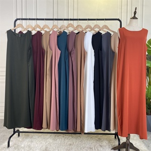 6595 #   Robe intérieure musulmane chic pour femmes, 12 couleurs, vêtements décontractés, sans manches, robes maxi pour abaya islamique - Product Image 4