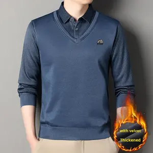 Top t-Shirt a righe da uomo abbigliamento Casual Business Hot Spring autunno <span class=keywords><strong>manica</strong></span> <span class=keywords><strong>lunga</strong></span> per <span class=keywords><strong>Polo</strong></span> - Product Image 3