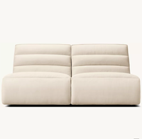 Canapé modulaire sans accoudoirs Chelsea, électrique et inclinable, deux places, en tissu, pieds en bois, couleur personnalisable, moderne, pour salon