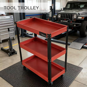 Xe đẩy 3-kệ thép dịch vụ công cụ giỏ hàng dịch vụ giỏ hàng carrito de herramientas thép tiện ích giỏ hàng cho nhà để xe thép tiện ích - Product Image 3